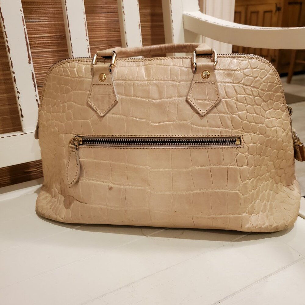 Vintage Dooney and Bourke Purse Satchel Croc Cream Ivory Nile Lock Key - Picture 3 of 16